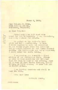 Letter from W. E. B. Du Bois to Yolande Du Bois