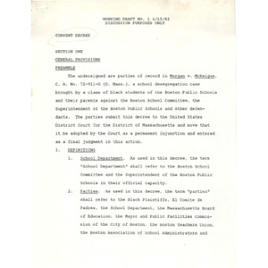 Working draft no. 1 4/15/ 82 Consent decree.