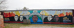 The Civil Rights memorial mural at the Edmund Pettus Bridge in Selma, Alabama