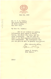 Letter from Lyman B. Sturgis to W. E. B. Du Bois