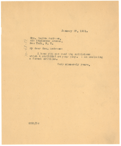 Letter from W. E. B. Du Bois to Regina Andrews