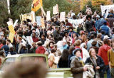 Bakke Decision Protest depicting people marching and holding protest signs in Seattle, Washington, 1977