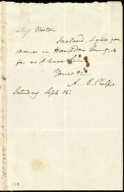 Thumbnail for Letter to] Miss Weston [manuscript