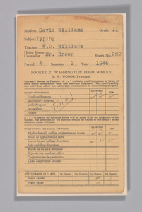 Report card for typing belonging to David Williams