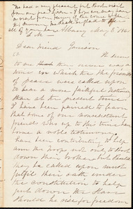 Thumbnail for Letter from Lydia Mott, Albany, [N.Y.], to William Lloyd Garrison, May 8 1861