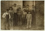 Groups of doffers, etc., all working in the Liberty Cotton Mill, Clayton, N.C., taken at 10:00 A.M., October 29th, 1912. I saw a few very young spinners, one apparently ten years old, working, but could not get them out.  Location: Clayton, North Carolina.