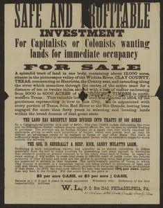 Broadside advertisement for Denton land