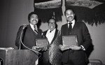 Larry Carroll and Truman Jacques accepting awards, Los Angeles, 1983