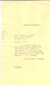 Letter from W. E. B. Du Bois to Charles R. Lewis