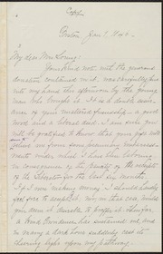 Copy of letter to] My dear Mrs. Loring [manuscript