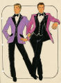 Costume design drawing, two male performers in lavender and magenta, Las Vegas, June 5, 1980