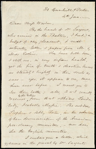 Letter from Samuel May, 21 Cornhill, Boston, [Mass.], to Miss Weston, 4th Jan. [1849?]