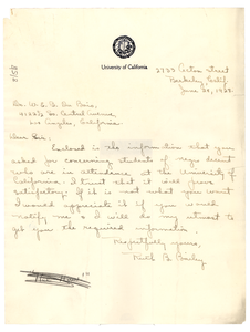 Letter from Ruth B. Bailey to W. E. B. Du Bois