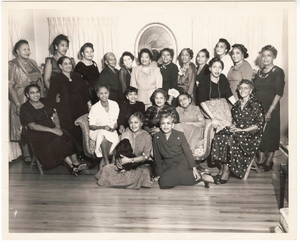 Photographic print of a group of women posing in rows