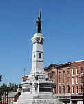 The Soldiers and Sailors Monument, designed by Rudolf Schwarz and Bruno Schmitz and completed in 1888 outside the Carroll County Courthouse in Delphi, Indiana