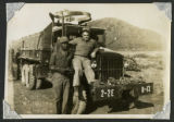 Combat engineers in front of truck at Storck Memorial Bridge site