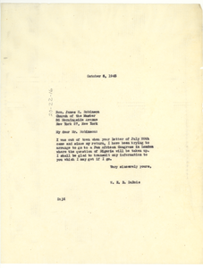 Letter from W. E. B. Du Bois to James H. Robinson