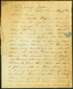 Letter signed G.W., Camp Jackson, St. Louis, to Bro, May 9, 1861