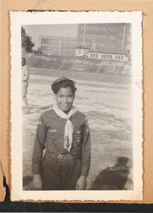 Photograph of Boy Scout on a baseball field, Georgia