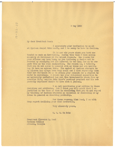 Letter from W. E. B. Du Bois to Spelman College