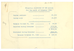 Financial statement of The Crisis