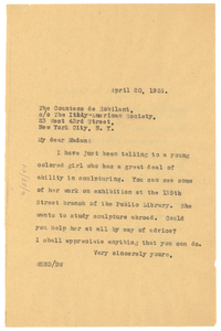 Letter from W. E. B. Du Bois to Irene Di Robilant