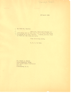 Letter from W. E. B. Du Bois to the Carnegie Corporation