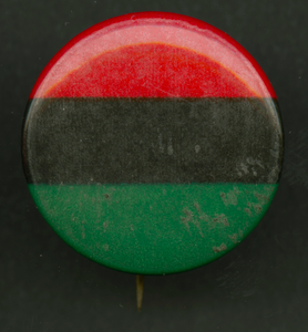 Pinback button of the Pan-African flag