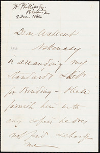 Letter from Wendell Phillips, to Robert Folger Wallcut, Nov[ember] 30 [18]64