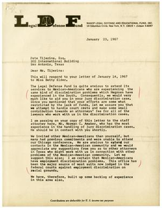 Letter from Jack Greenberg to Pete Tijerina - 1967-01-23