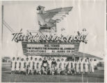 Black and white photograph of the staff (mostly housekeeping) at the Thunderbird Hotel and Casino in Las Vegas, Nevada, ca. 1950