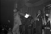 Eddie Floyd performing on stage at the Laicos Club in Montgomery, Alabama.