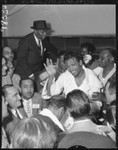 Sugar Ray Robinson after bout with Carl (Bobo) Olson