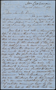 Thumbnail for Letter from Maria Weston Chapman, Weymouth, [Mass.], to James Miller M'Kim, October 1st, 1859