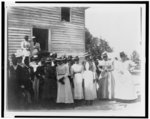 [African Americans posed outside of church(?)]