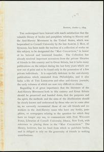 Letter from William Lloyd Garrison, Boston, [Mass.], October 1, 1874