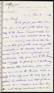 Letter from Oliver Johnson, No. 27 Park Place, New York, [N.Y.], to Francis Jackson Garrison, and William Lloyd Garrison, Feb. 2, 1875