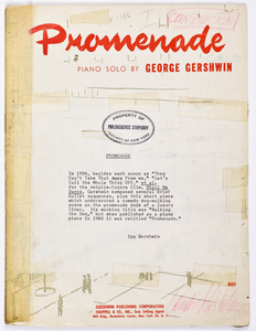 Gershwin, George / SHALL WE DANCE: PROMENADE (ORCHESTRA) (ARR. Montenegro) SCORE marked by Andre Kostelanetz.