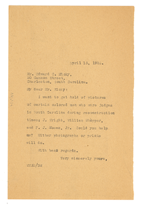 Letter from W. E. B. Du Bois to Edward C. Mickey