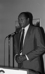 Tom Bradley addressing a meeting of the International Club, Los Angeles, 1981