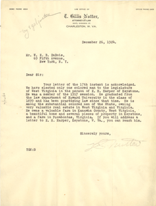 Letter from T. Gillis Nutter to W. E. B. Du Bois