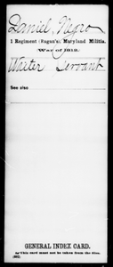 Daniel, Negro - State: Maryland - Regiment: 1 (Ragan's), Maryland Militia