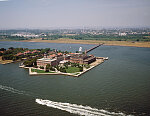Aerial view of the Ellis Island immigration station, Jersey City, New Jersey