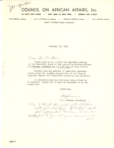 Letter from W. A. Hunton to W. E. B. Du Bois