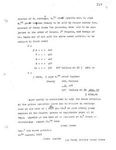 Transcript of an invoice between Henry Jones and Moses Austin, August 20, 1818