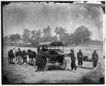 [Unknown location. Zouave ambulance crew demonstrating removal of wounded soldiers from the field; another view]