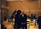 Photograph of Marzette Lewis with Charles I. West Middle School band director Anthony Marentic