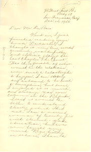 Letter from Ruth K. Williams to W. E. B. Du Bois