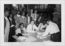 Men and women during a CIO organizing campaign, 1950s