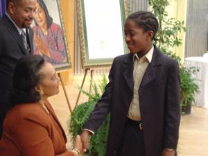 Coretta Scott King greeting child